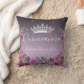 花と蝶キンセアニェラ紫 クッション (ブランケット)