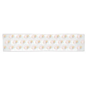 花と蝶パターン付きピンクのティーポット ショートテーブルランナー (横)