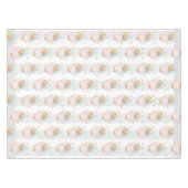 花と蝶パターン付きピンクのティーポット テーブルクロス (正面(横))