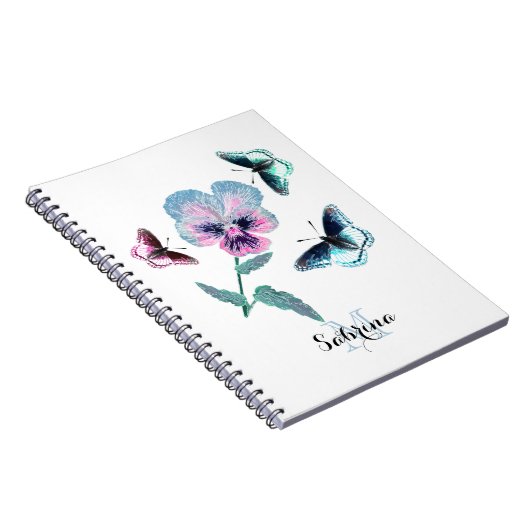 花と蝶パーソナライズされた。 ノートブック (右側)
