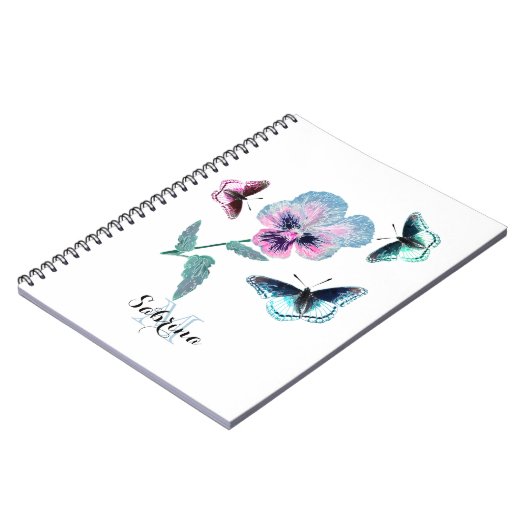 花と蝶パーソナライズされた。 ノートブック (左側)