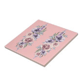 花と蝶ピンク陶磁器タイルヴィンテージ タイル (側面)