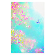 花と蝶フローラピンク青かわいい