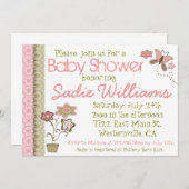 花と蝶ベビーシャワー招待状 招待状 (正面/裏面)