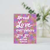 花と蝶ラブタイポグラフィ引用文 ポストカード (スタンド正面)