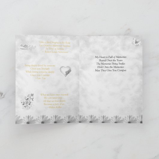 花と蝶悔やみや弔慰/弔意カード カード (内部)