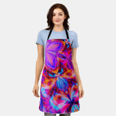 花と蝶抽象芸術 エプロン (着用した状態)