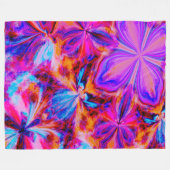 花と蝶抽象芸術 フリースブランケット (正面(横))
