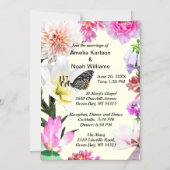 花と蝶結婚の磁気招待状 マグネット招待状 (正面)