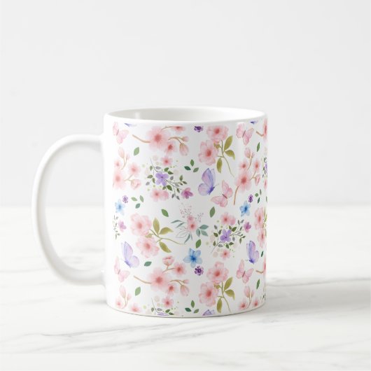 花と蝶 コーヒーマグカップ (左)