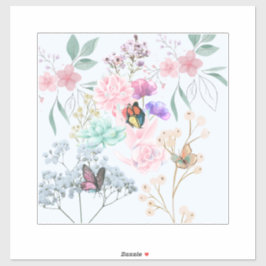 花と蝶 シール