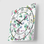花と蝶 スクエア壁時計 (傾斜)