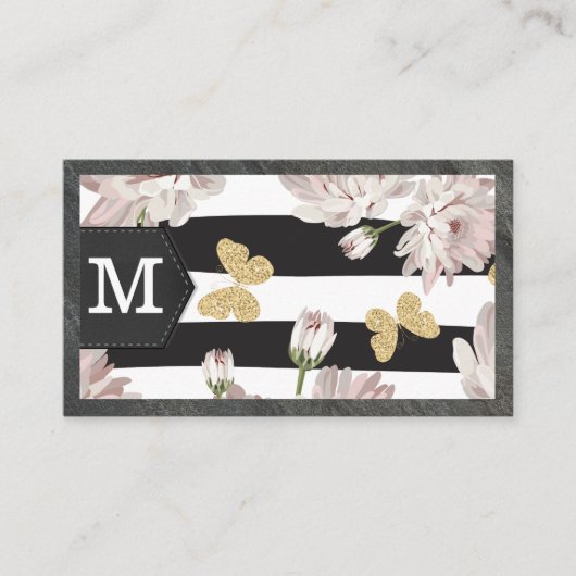 花と蝶 |ストライプの | 名刺 (正面)