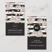 花と蝶 |ストライプの | 名刺 (正面/裏面)