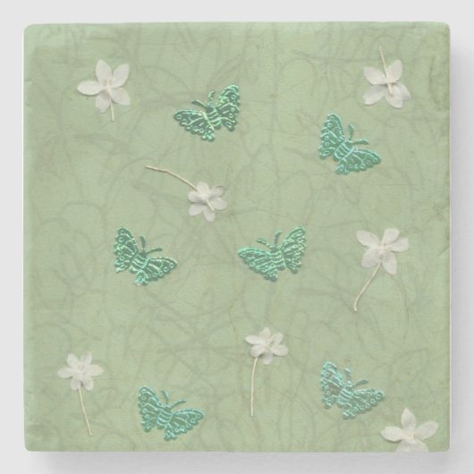 花と蝶 ストーンコースター (正面)