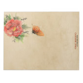 花と蝶 | パーチメント | ヴィンテージ紙 ノートパッド (正面)