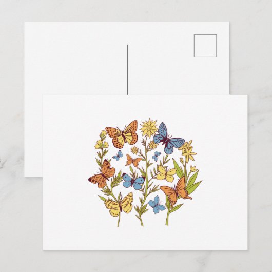 花と蝶 ポストカード (正面/裏面)