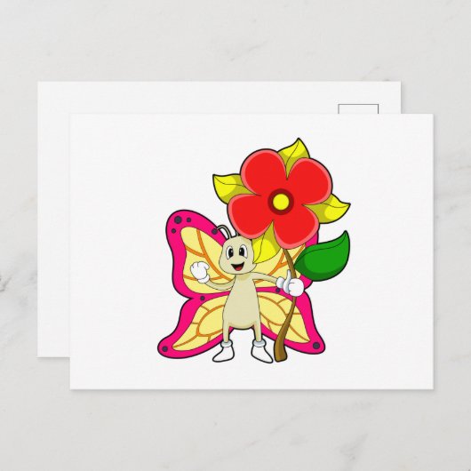 花と蝶 ポストカード (正面/裏面)