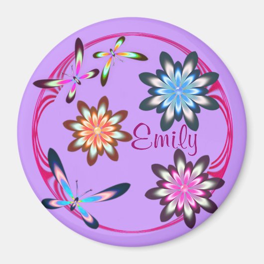 花と蝶 マグネット (正面)