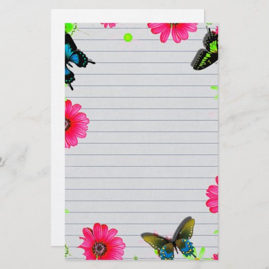 花と蝶 便箋 (正面/裏面)