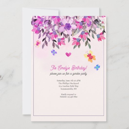 花と蝶 招待状 (正面)