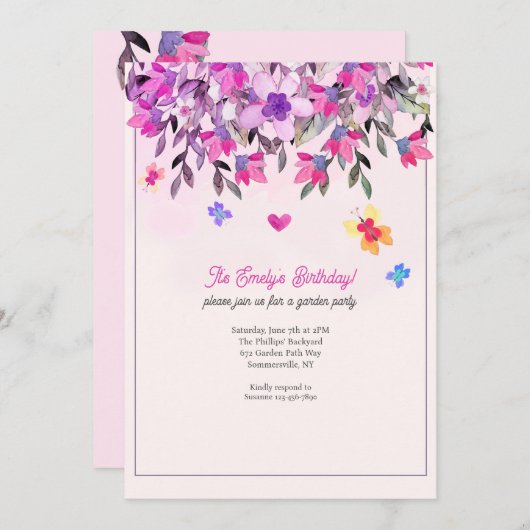 花と蝶 招待状 (正面/裏面)