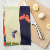 花と蝶、日本のデザイン キッチンタオル (四つ折り)
