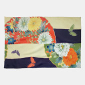花と蝶、日本のデザイン キッチンタオル (横)