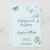 花と蝶 |青い婚約パーティ 招待状 (正面/裏面)