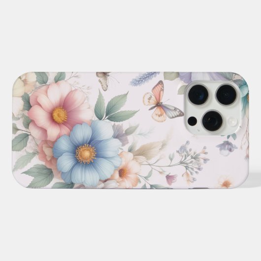 花と蝶 iPhoneケース (裏面横)