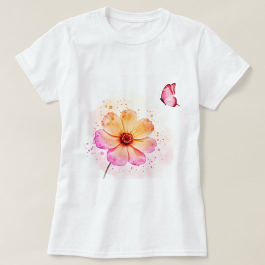 花と蝶 Tシャツ (デザイン正面)