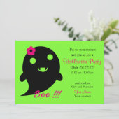 花と言葉「ブー」が付いたかわいい幽霊 招待状 (スタンド正面)