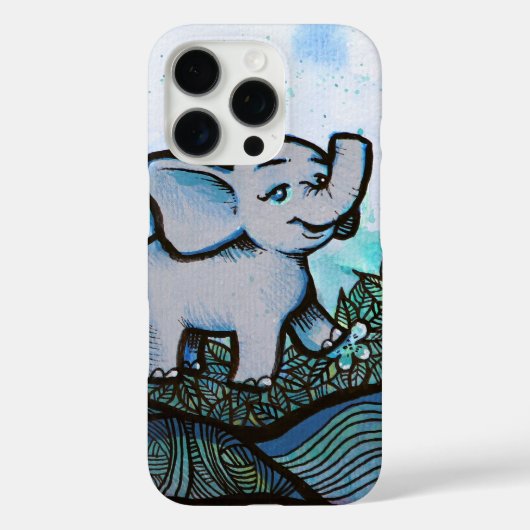 花と象のアート Case-Mate iPhoneケース (裏面)