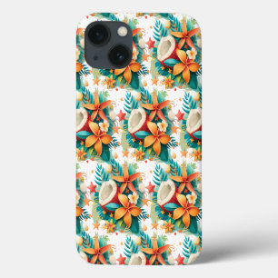 花と貝殻とココナッツ iPhone 13ケース