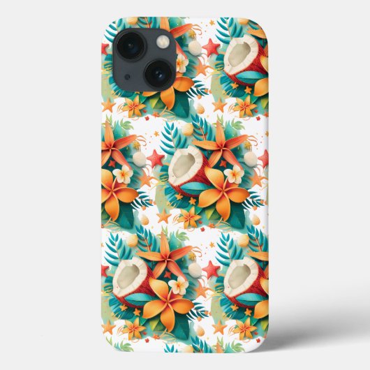 花と貝殻とココナッツ Case-Mate iPhoneケース (裏面)