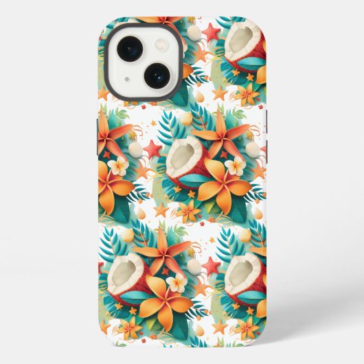 花と貝殻とココナッツ iPhoneケース (裏面)