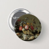 花と貝殻と昆虫の静物画 バルタザール・ヴァン・デル・アスト 缶バッジ (正面&裏面)