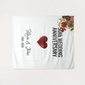 花と赤いハート タペストリー (正面(横))