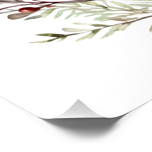 花と赤い果実の喜びを持つクリスマスリース ポスター (コーナー)