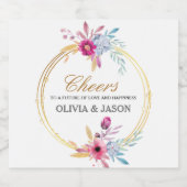 花と金ゴールド幾何学的エレガントなウェディング応援 スパークリングワインラベル (シングルラベル)