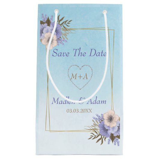 花と金ゴールド枠 スモールペーパーバッグ (正面)