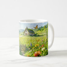 花と門と煙突の山小屋