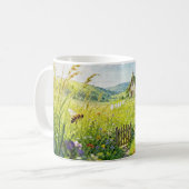 花と門と煙突の山小屋 コーヒーマグカップ (正面左)