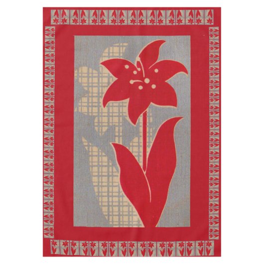 花と陰花プリント テーブルクロス (正面)