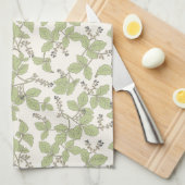 花と離れ果実が緑の植物の花 キッチンタオル (四つ折り)