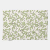 花と離れ果実が緑の植物の花 キッチンタオル (横)