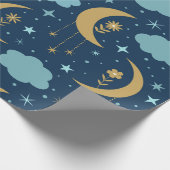 花と雲が咲くゴールデンムーン ラッピングペーパー (角)