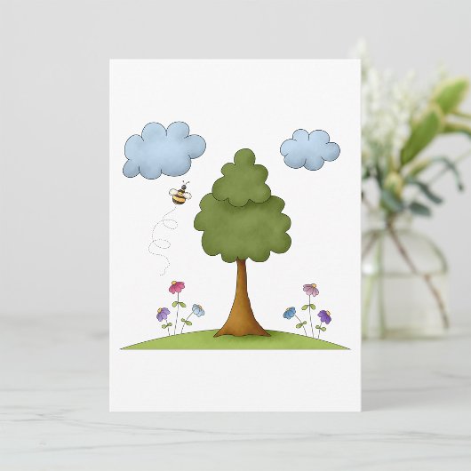 花と雲が咲く蜂と木の自然 招待状