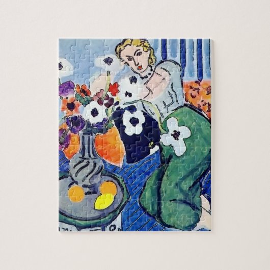 花と電話で少女 ジグソーパズル (縦)