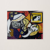 花と電話で少女 ジグソーパズル (横)